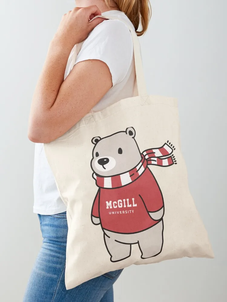 

McGill University Bear With Sweater, marty, mcgill university logo, canadian university, martlet, french - james mcgill Tote Bag