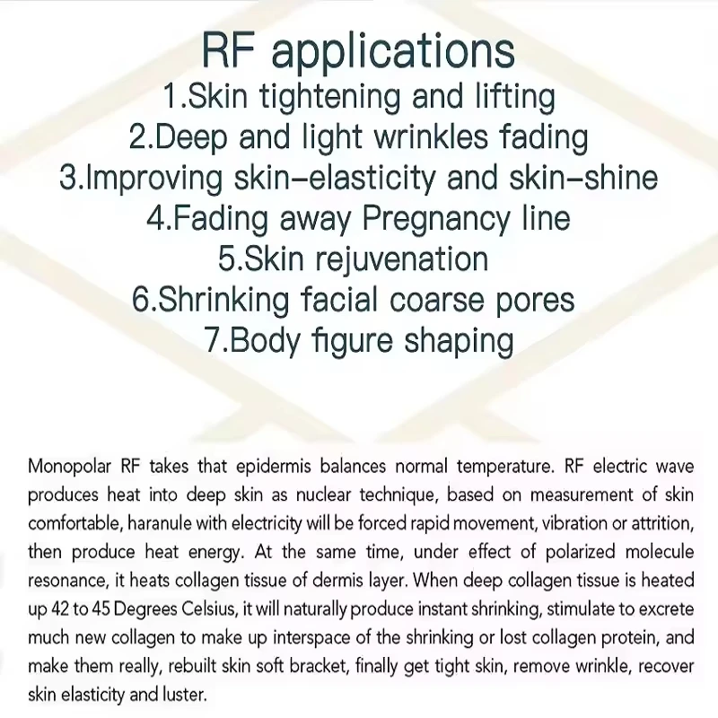 Monopolar rf 448khz máquina de beleza pele aperto redução de rugas corpo endurecimento anti envelhecimento dispositivo de levantamento facial para salão de beleza em casa