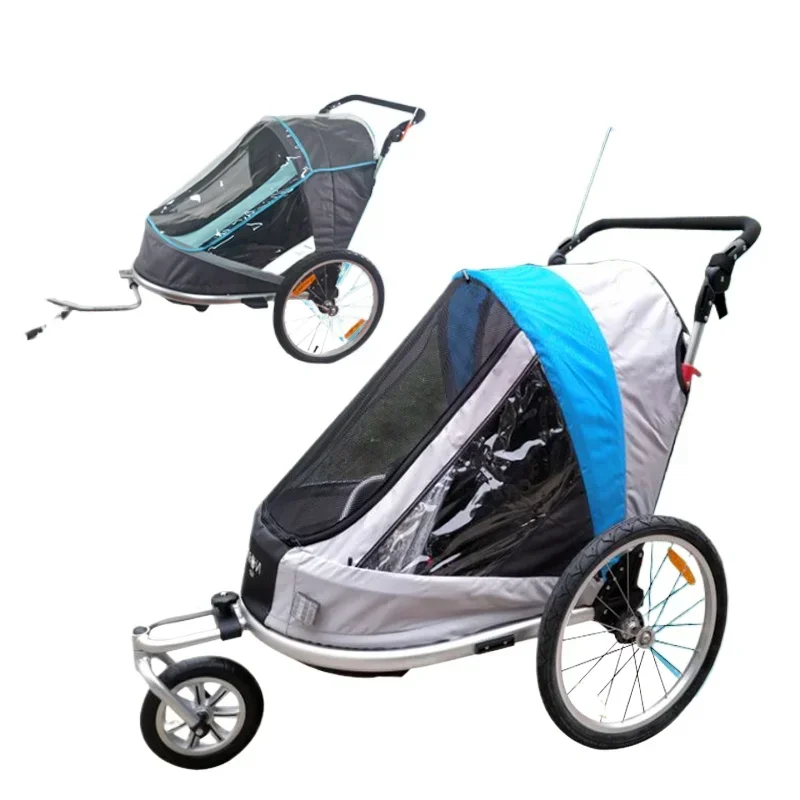 

New two-seat children's stroller, bicycle trailer, mountain trailer, folding aluminum alloy