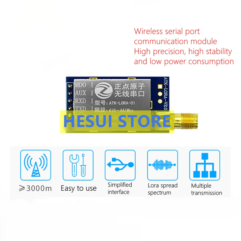 ATK-LORA-01 LORA module Wireless serial port communication module SX1278 wireless module 3000m