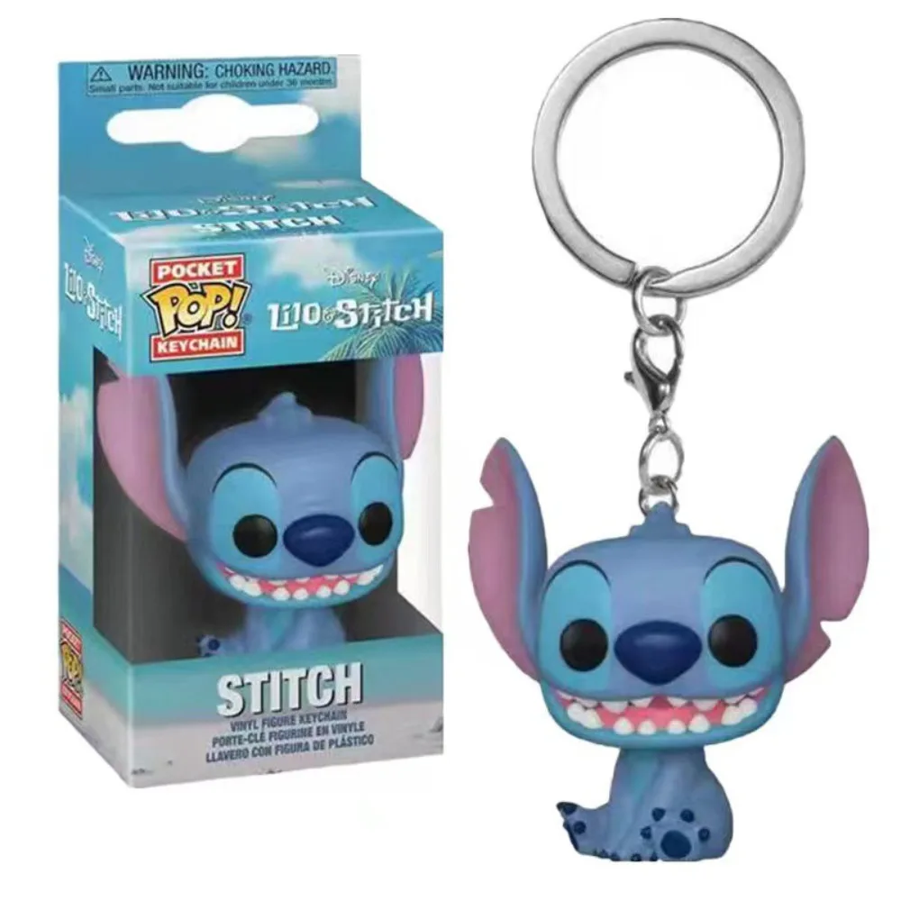 Funko Pocket Keychain Stitch Angel Disney Science Fiction Movies Animated Characters Mini Model Doll Pendant Keychain Xmas Gift