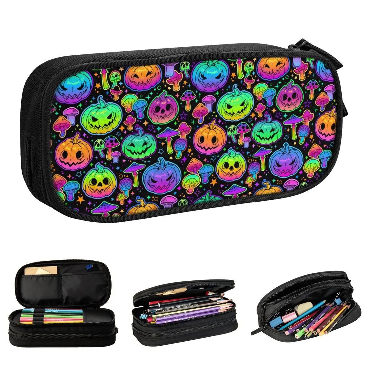 Magic Mushrooms And Pumpkins Pencil Cases Pen Box Bags Student Big Capacity Students School Gift Pencilcases