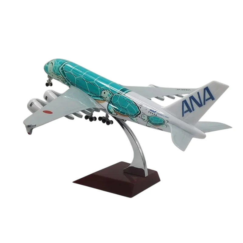 

20cm Air Japan ANA Airlines Airplane With Landing Gear Model Toy Cartoon Sea Turtle Airbus A380 Airways Alloy Diecast Airplane
