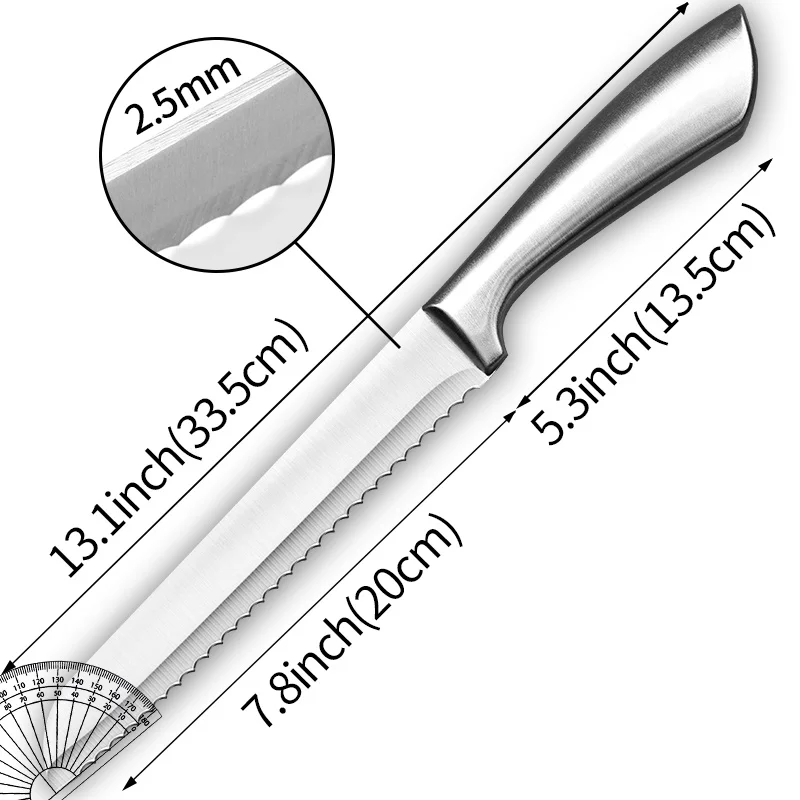 Stainless Steel Bread Knife, Kitchen Serrated Bread Knife, Toast Slicing Knife for Baking, Baking Tool