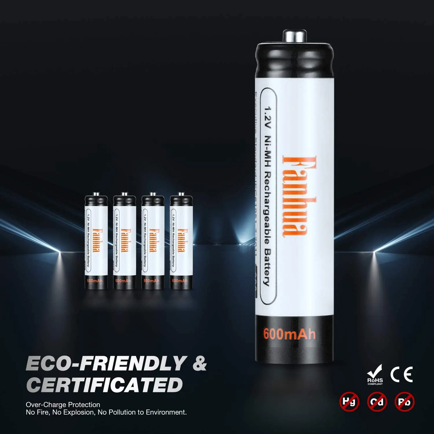 Pilas recargables AAA NiMH de 1,2 V, pilas solares de Triple tamaño A de alta capacidad para luces de cadena, linternas de juguetes, 600mAH