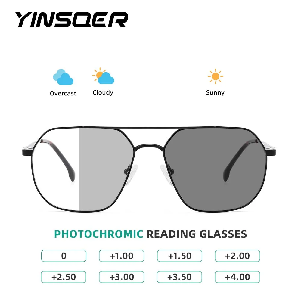 

Men's Glasses with Prescription Photochromic Optical Lenses with Medical Recipe Reading Sunglasses Men Car Driving Glasses 1.5 2