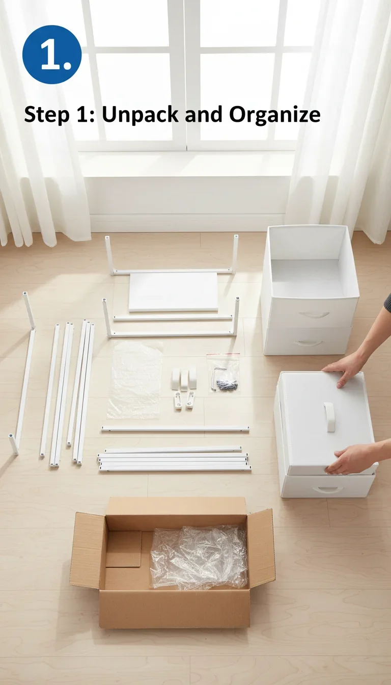 Comodino con cassetto in tessuto per piccole camere da letto, dormitori, appartamenti - Organizzatore di stoccaggio a 4 cassetti