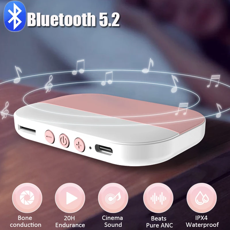 Portable Bluetooth5.2 Speaker Wireless Bone Conduction Music Box Mini Stereo Player Under Pillow Improve Sleep Support TF Card