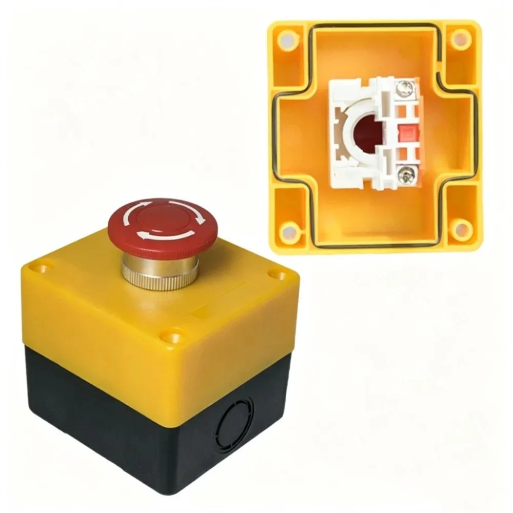 Red Sign Push Button Switch Mushroom Cap Waterproof Industrial Emergency Stop Switch Lockable Emergency Stop Button Plastic