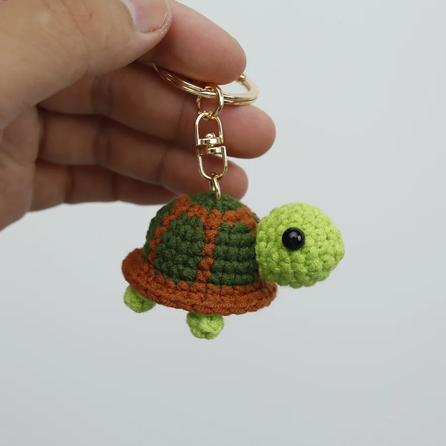 Funny Turtle Crochet Keyrings High Quality Handmaking Knitting Keychains Cute Turtle Doll Keychains Knit Accessories Wholesale