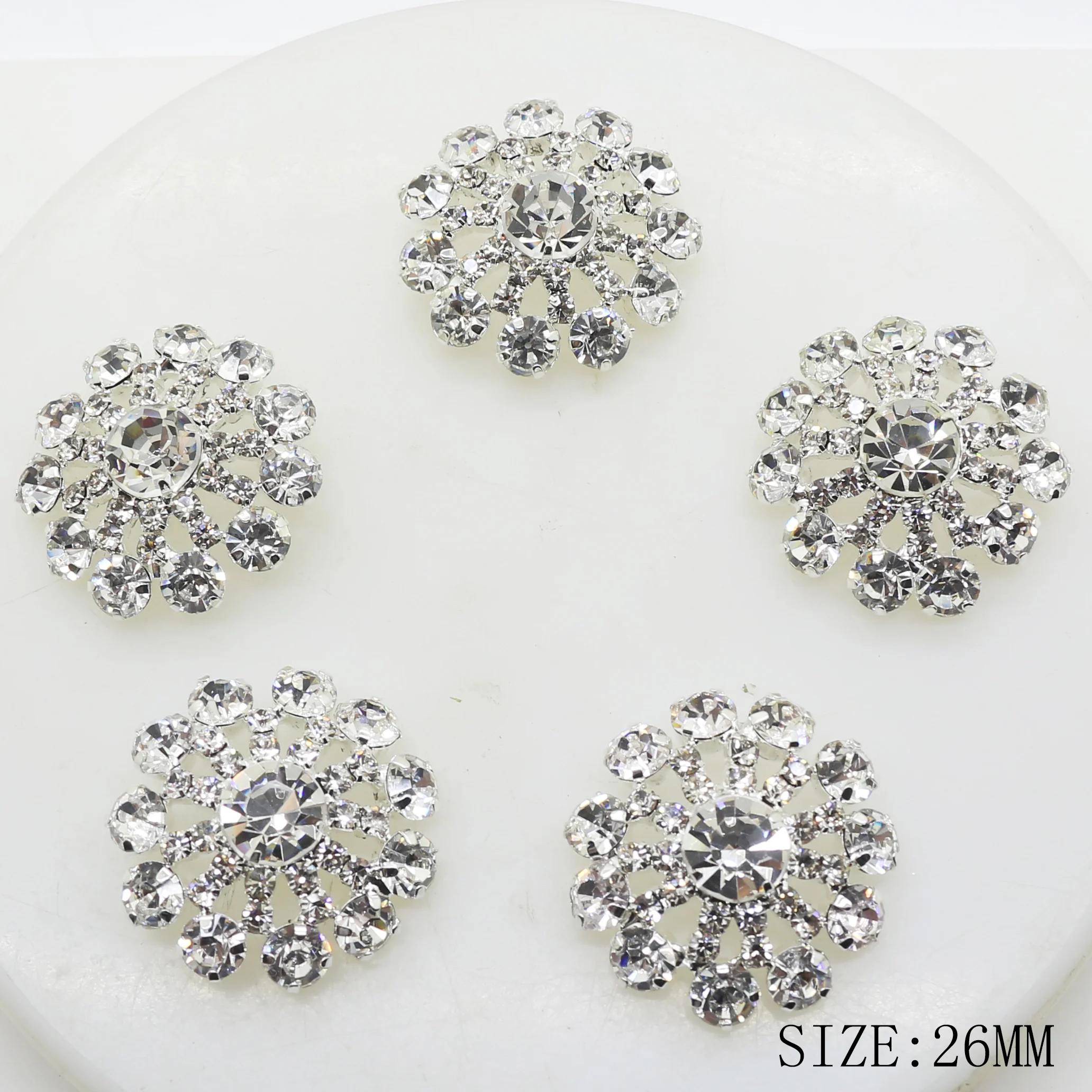 TYNUOMI 26mm 10Pcs Flower Rhinestone Sewing Buttons For Clothing Needlework Shank Decorative Accessories Craft Supplies