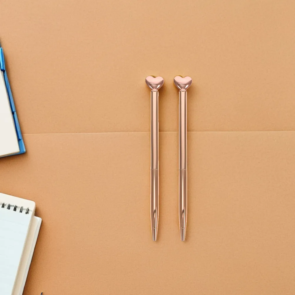 10Pcs Heart Ballpoint Pens Metal Retractable Medium Tip 1Mm Smooth Writing Pens for Valentine's Day Office Wedding Favors Cute