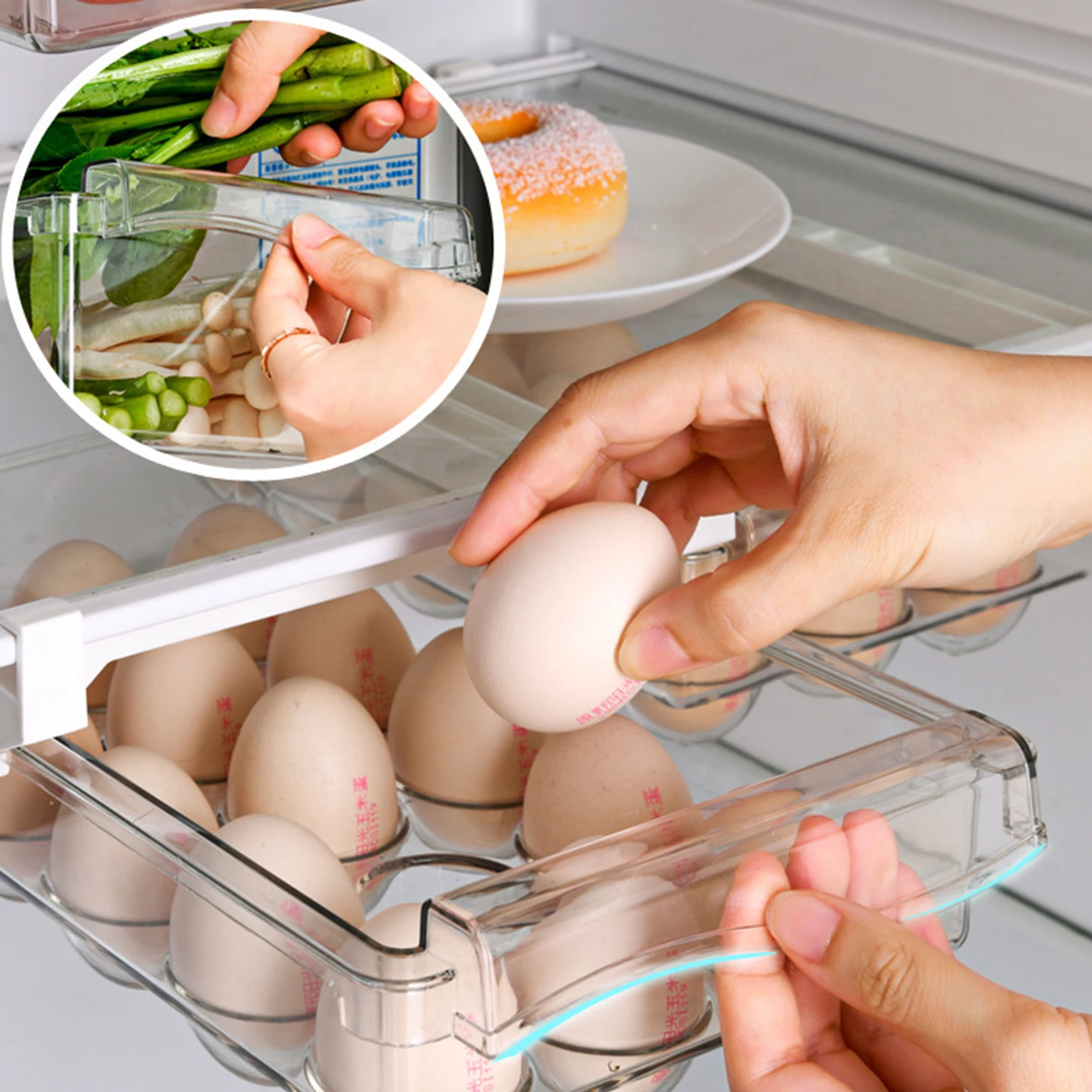

Refrigerator Organizer Holder Hanging Fresh-keeping Box For Egg Vegetable Fruit Spice Multifunctional Kitchen Storage Accessory