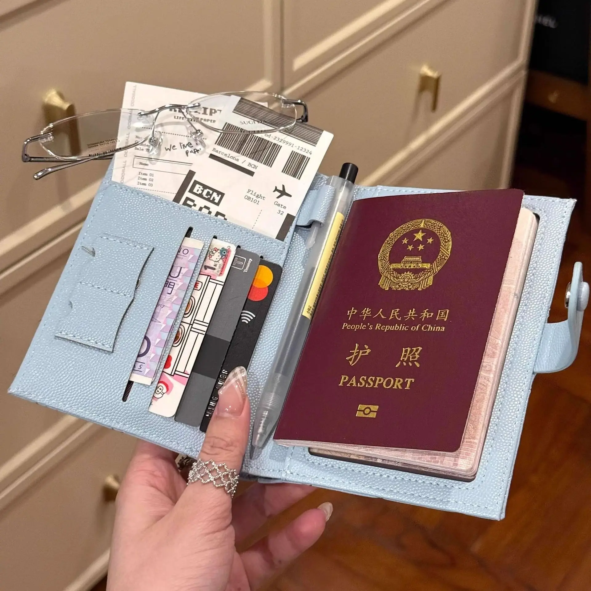 

Кошелек для паспорта из ПУ для деловых поездок за границу, держатель для паспорта, авиабилетов и счетов, легкий женский дорожный кошелек