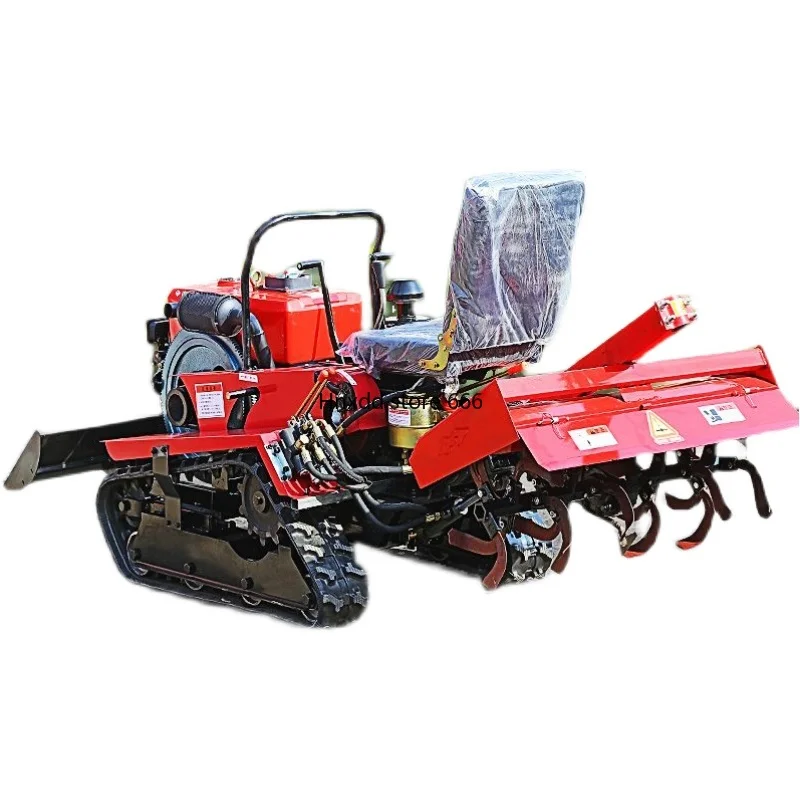 Crawler rotary tiller small trencher diesel cultivated land machine agricultural field machine