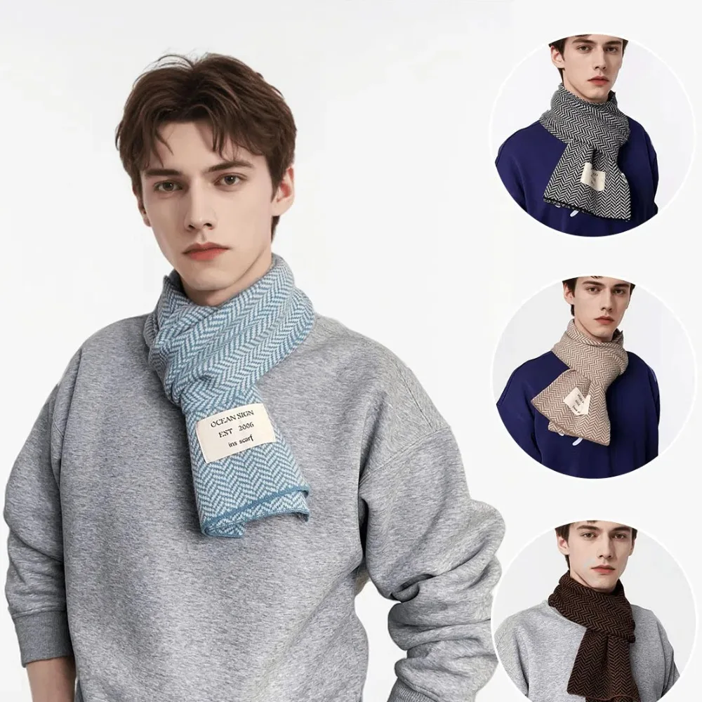 

Versatile Acrylic Fibres Twill Knitted Scarf Warmer Long Contrast Colored Thick Shawl British Style Stole Men Thick Shawl Winter