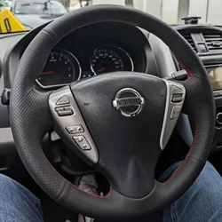 Customization Hand Sewing Microfiber Leather Car Steering Wheel Cover Accessories For Nissan Tiida Sylphy Sentra Versa Note 2014