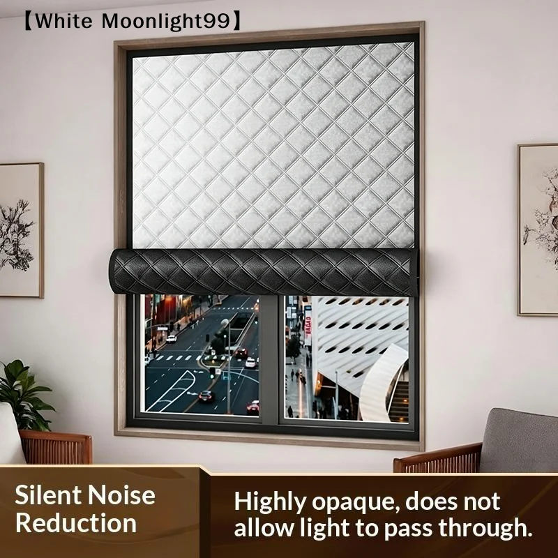 No Drill Soundproof Window Curtain Magic Tape Thermal Insulation Blackout Curtain For Bedroom Home Window Shade〔White〕