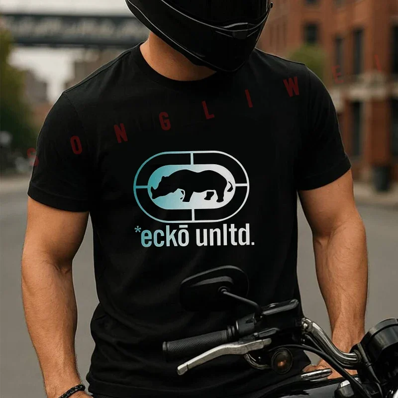 

Ecko Logo & Ecko Unltd Graphic Print Motorcycle T-Shirt Cotton Men Summer TShirts Casual Short Sleeve Tees
