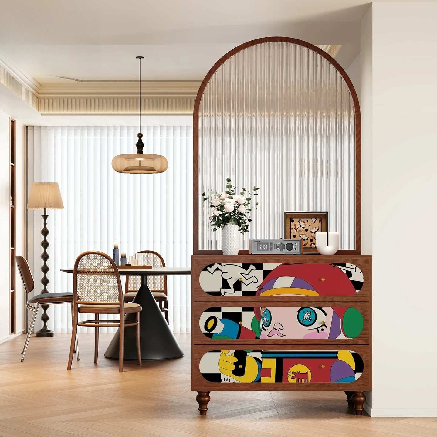 Changhong glass screen partition, living room, bedroom entrance is opposite the door, entrance, bathroom shielding, household
