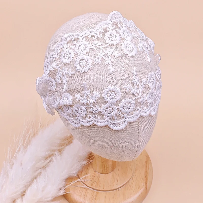 Diadema de encaje blanco para bebé y niña, adorno para el cabello con flores, bonito vestido para bebé, accesorio para el cabello fotografiado