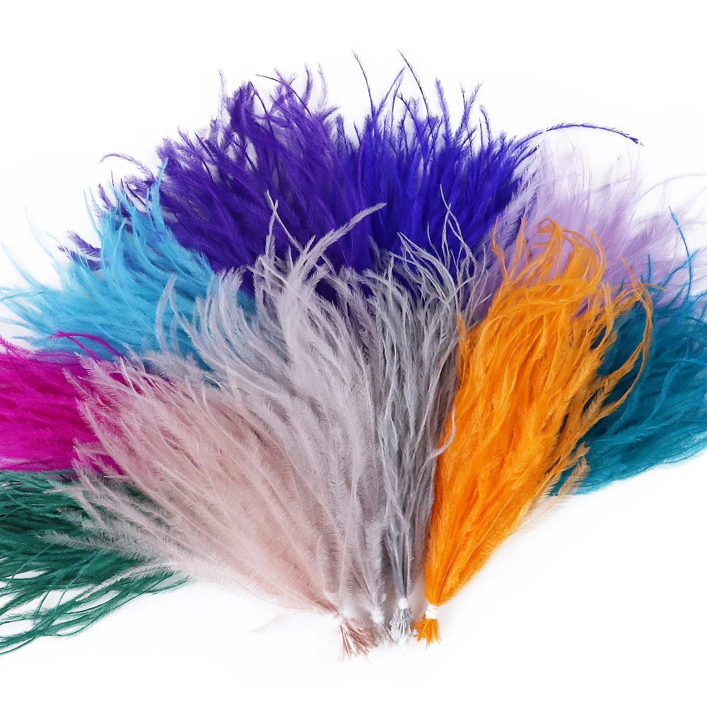 100 PCS/Lot Natural Ostrich Feather 10-15cm 15-18cm Lovely Soft Dyed Colorful Plumes Decoration for Party Dress Sewing Accessory