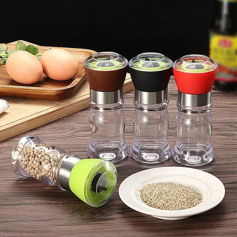 Portable Kitchen Pepper Grinder Transparent Seasoning Bottle Adjustable Pepper Mill Manual Grinder Bottle Kitchen Accessories