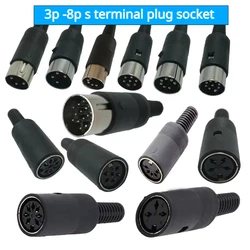 5pcs DIN 3pin4pin 5pin 6pin 7pin 8Pin Male Female Plug socket jack Solder Connector with Plastic Handle S terminal MIDI plug DIY