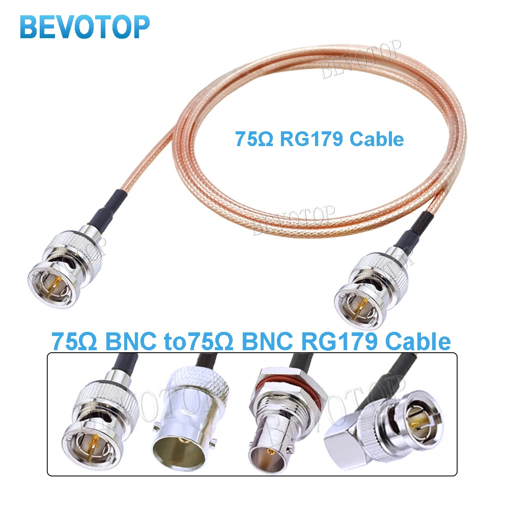 1PCS RG179 Coaxial Cable 75 Ohm BNC Male to BNC Male Plug Connector Adapter for Video Camera SDI Camcorder HD-SDI/3G-SDI/4K/8K