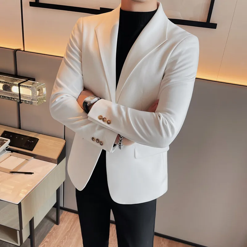 High Quality Autumn Men's Suit Jacket Casual Business Blazer Masculino Slim Fit Wedding Groom Social Dress Coat Costume Homme