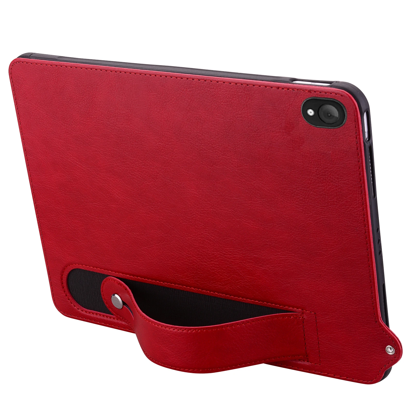 For Lenovo Tab K10C / Tab E10C Case Hand Strap Kickstand Leather Tablet Cover - Red
