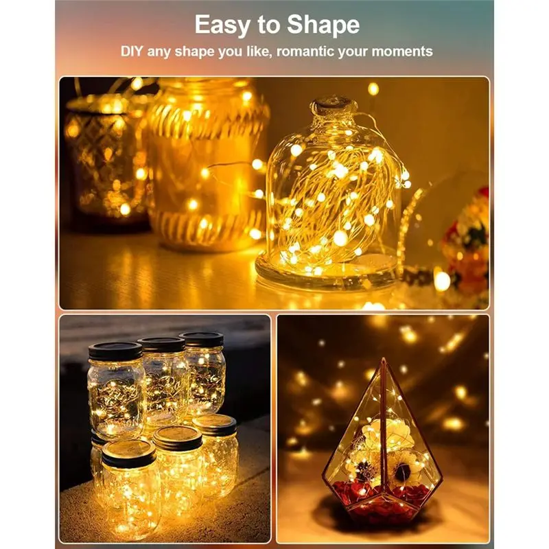 ABXF-Fairy Lights Mini Lights Starry Lights Battery Operated 3.3Ft 20LED Fit For Mason Jars Christmas, Warm White