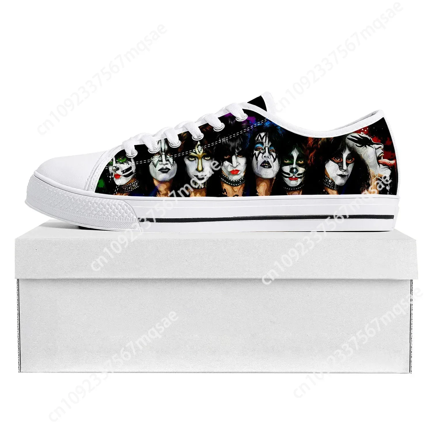 

Heavy Metal Rock Band Kiss Fashion Low Top High Quality Sneakers Mens Womens Teenager Canvas Sneaker Couple Shoes Custom Shoe