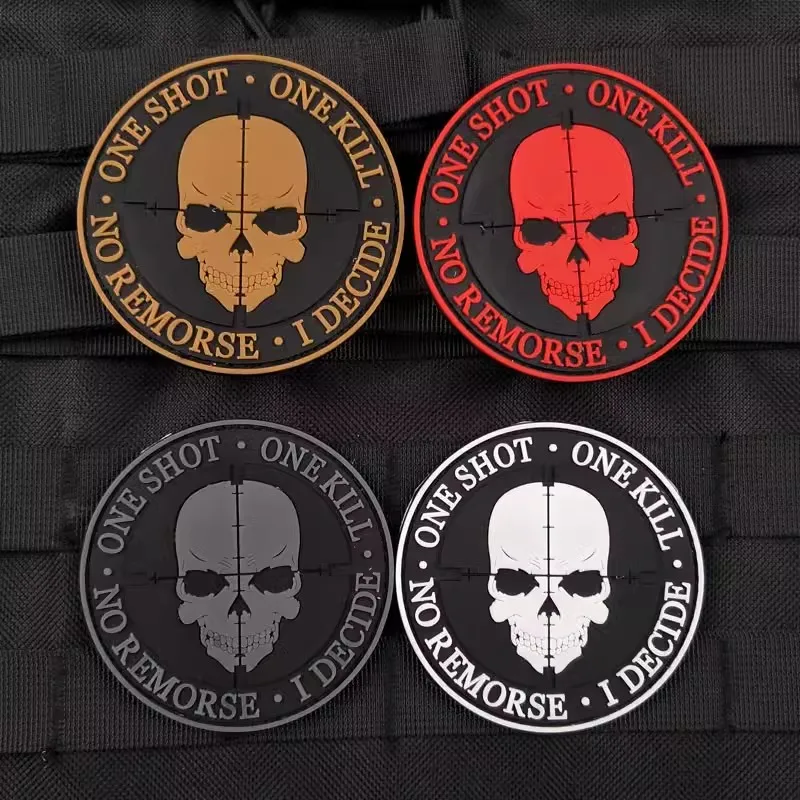 

Black and White Multiple 3D Soft PVC Patch Military Fans Skeleton Morale Badge Reflective Badge Tactical Backpack Stickers