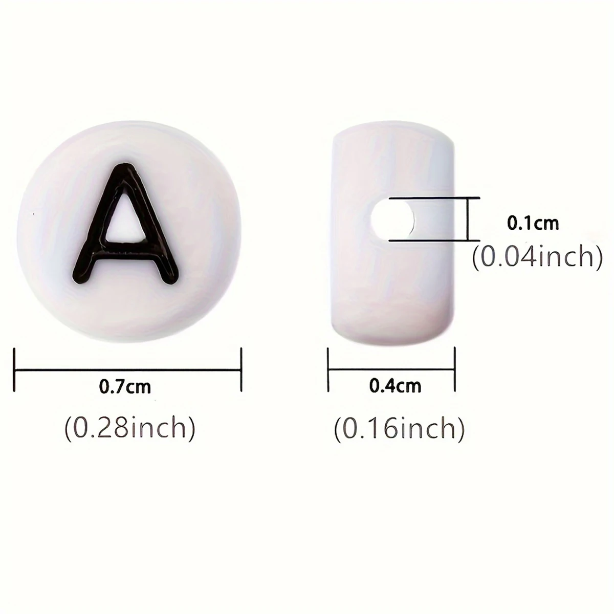 500/1000pcs Letter Bead White Circular Black Letter Acrylic Bead Jewelry Making Bracelet Necklace Keychain Diy 4x7mm