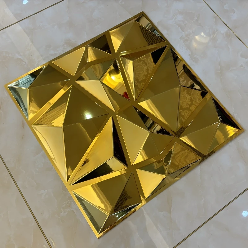 

3D настенная панель, материал ПВХ, украшение для гостиной, трехмерная доска, золотистая, серебряная наклейка на стену, КТВ, трехмерная плитка