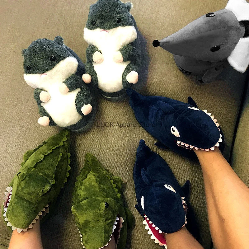 Cartoon Thickened Shoes Cotton Slippers Cute Home Cotton Shoes Men Women Autumn And Winter Couples Plush Slipper