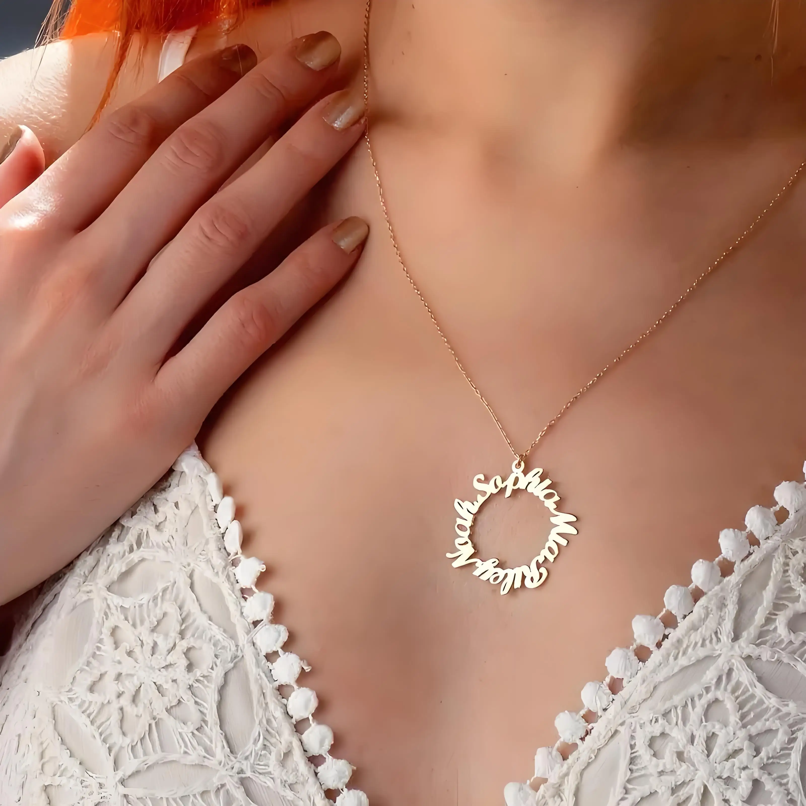 Custom Cut - Out Circle Name Necklace, Multi - Name Eternal Ring Pendant, Personalized Family Jewelry for Women, Ideal Gift