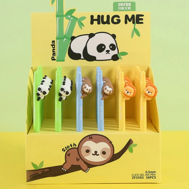 36pcs/lot Kawaii Panda Sloth Lion Mechanical Pencil Cute 0.5MM Drawing Writing Automatic Pen School Office Supplies