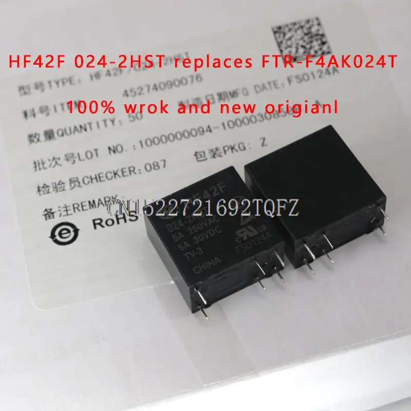 10pcs FTR-F4AK024T 24V F4AK024T F.T-F4AK024T 24vdc nuovo e originale HF42F 024-2HST