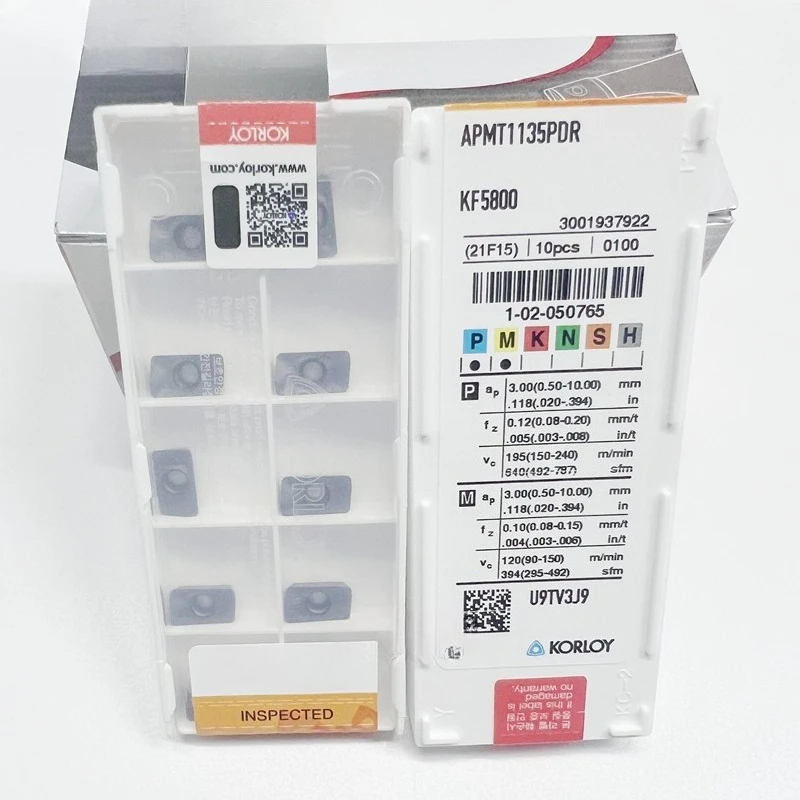 Korloy 100% Original APMT APMT060202PDSR APMT1135PDER APMT1604PDR APMT1135PDR KF5800 -Q -MM PC5300 PC6150 PC3600 Milling Insert