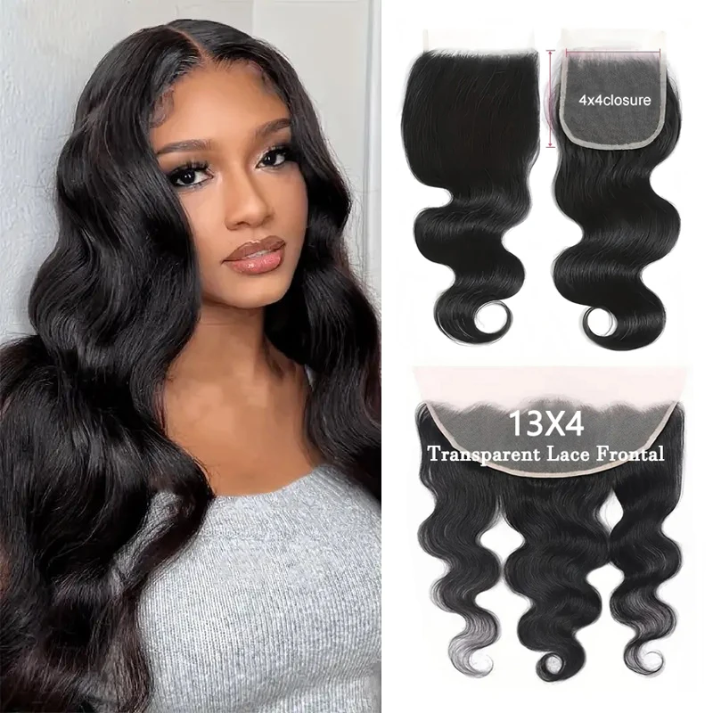 Body Wave 13x4 Lace Frontal Only 4x4 Transparent Swiss Lace Closure Pre Plucked With Baby Hair 100% Human Hair Extensions