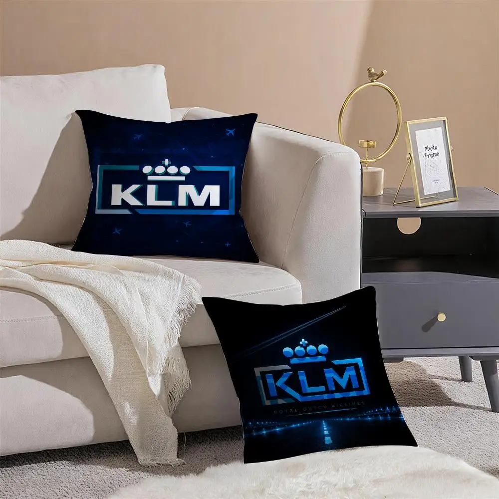 Minimalist K-KLM Airlines Cushion Cover Pattern Printed Pillowcase for Living Room Sofa Cushion Cover & Bedroom Decor