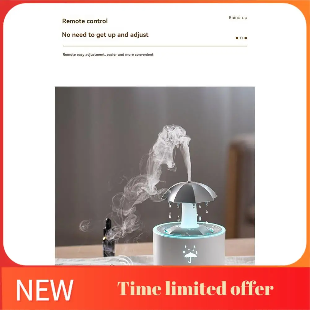 A006-Humidificador de gota de chuva para quarto grande umidificadores de ar e difusor de aromaterapia umidificador silencioso com luz