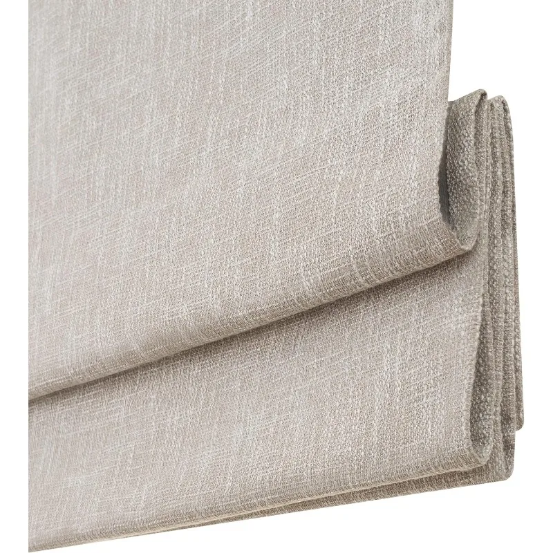 Motorized 100% Blackout Cordless 33 in Wide x 64 in Long Textured Roman Shade in Linen