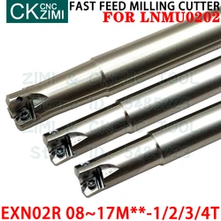 EXN02R 1/2/3T Fast Feed Milling Cutter Tool Holder Indexable Tungsten Steel Shank Heavy Cutting Tool For LNMU0202 Milling Insert
