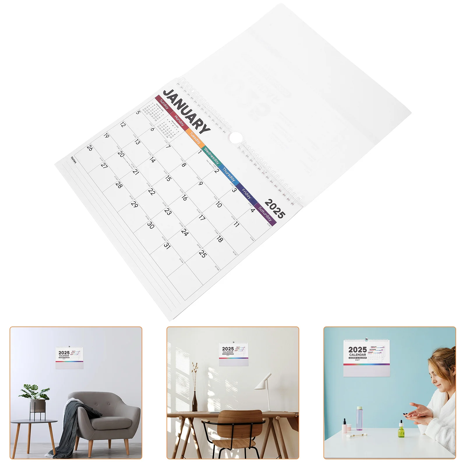 

Настенный календарь 2025 года, ежемесячный планировщик для домашнего офиса, школы, декоративный настенный календарь, прозрачный принт