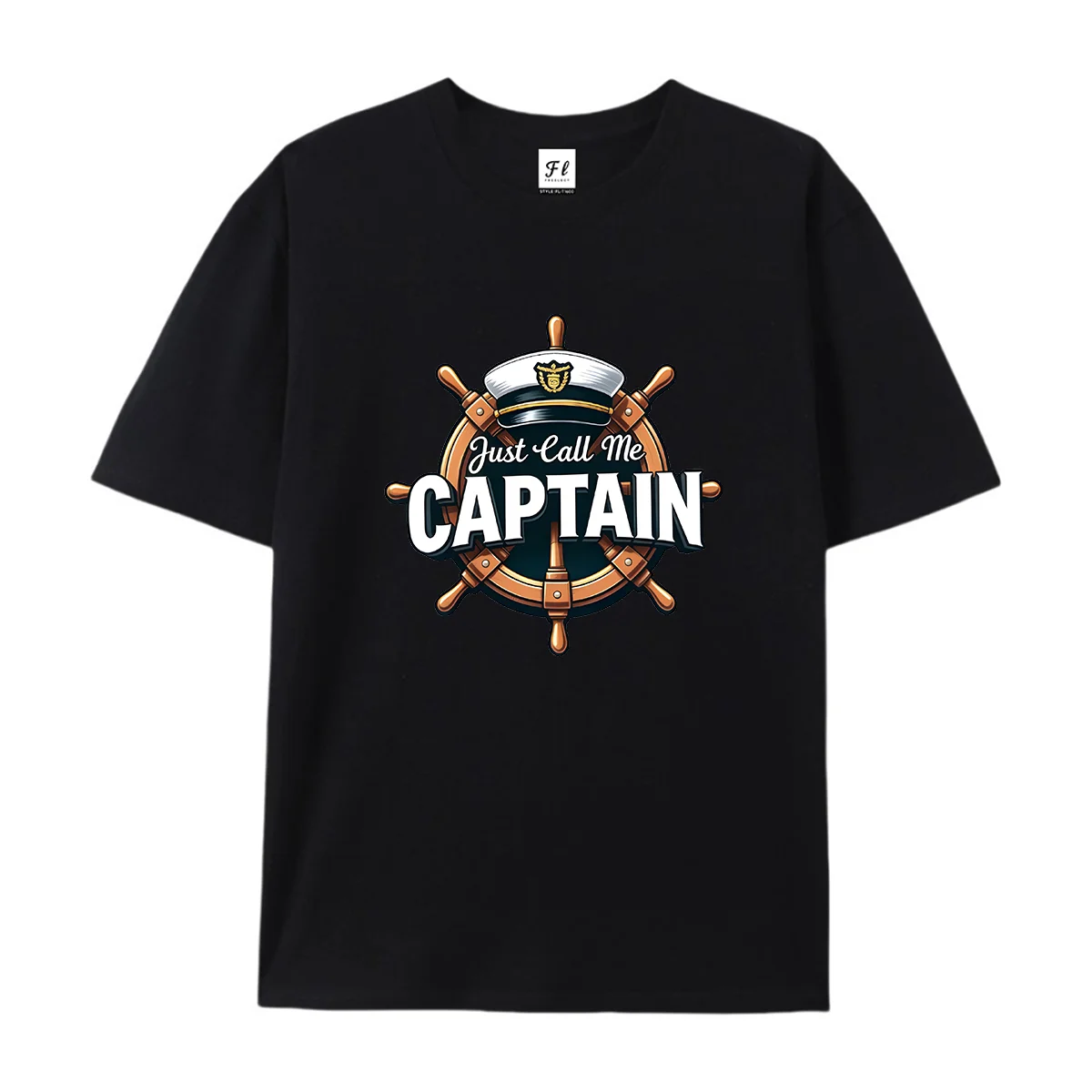 Men Just Call Me Captain Ship Wheel Graphic T Shirt Summer Short Sleeve Round Neck Casual Cotton Tee Nautical Streetwear Tops
