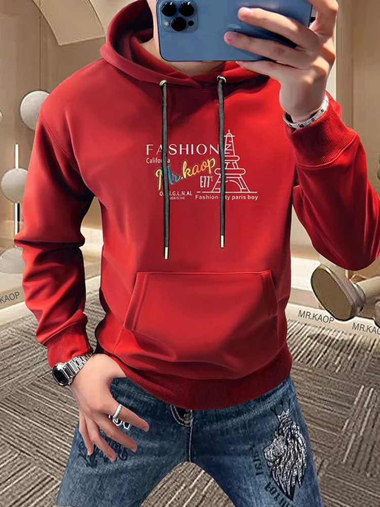 

Мужская толстовка Raidy Boer: роскошный европейский повседневный лонгслив с капюшоном, высококачественная вышивка букв, хлопковый бленд, молодежная футболка