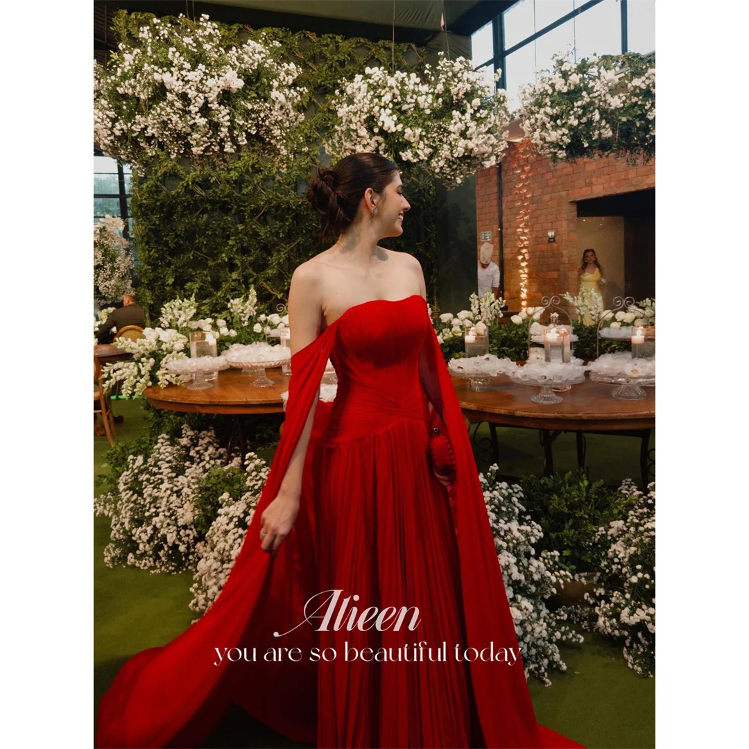 

Aileen Chiffon Strapless Red A-Line Evening Dress 2026 Prom Dress Elegant Wedding Party Formal Evening Customized Women 2026